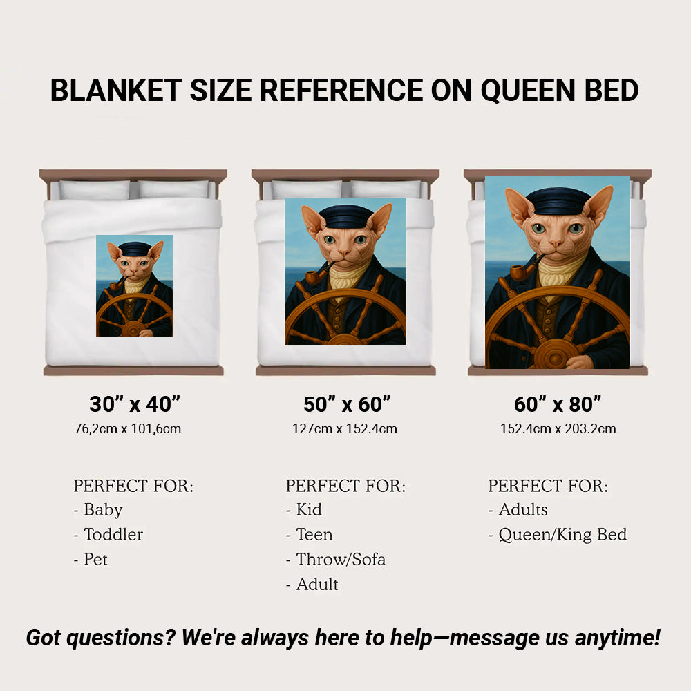 Custom Photo Sailor Cat Blanket Gift For Cat Lovers