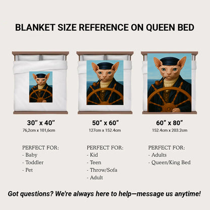 Custom Photo Sailor Cat Blanket Gift For Cat Lovers