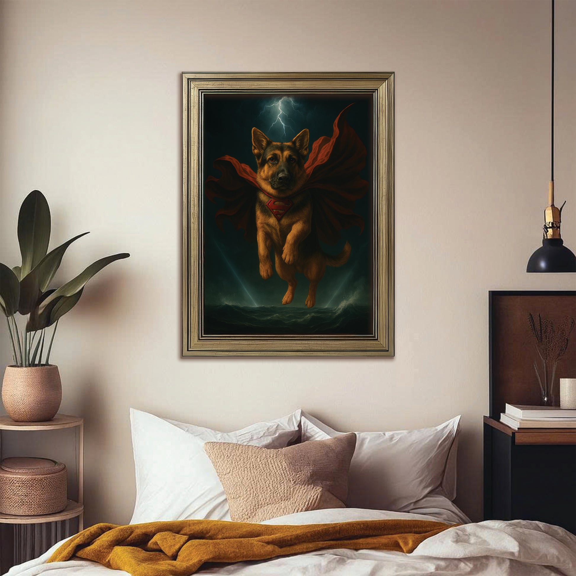 Custom Photo Dog Hero Canvas Framed Wall Art