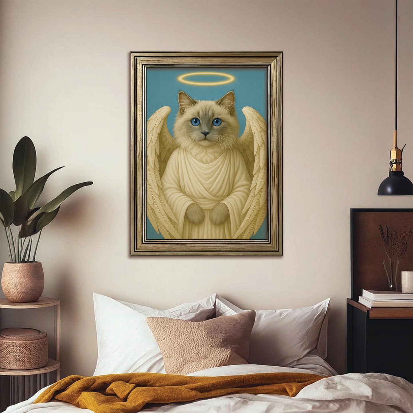 Custom Cat Photo Memorial Canvas Framed Wall Art _ Memorial Gift For Cat