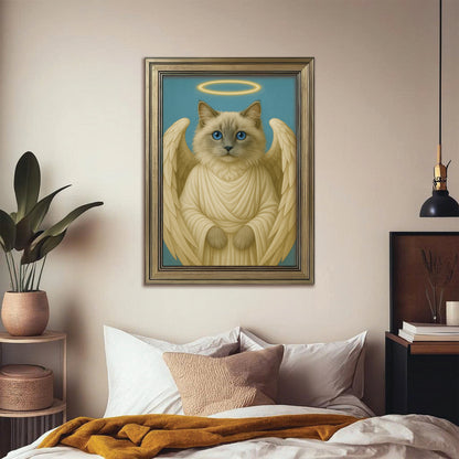 Custom Cat Photo Memorial Canvas Framed Wall Art _ Memorial Gift For Cat
