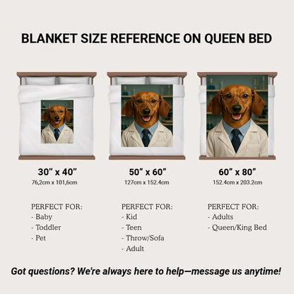 Custom Photo Scientist Dog BlanketGift For Dog Lovers