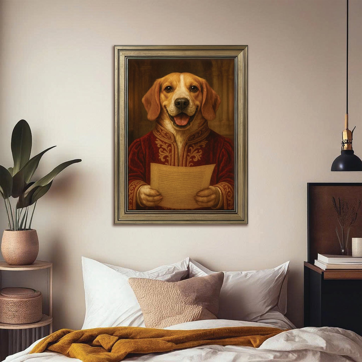 Custom Photo Dog Royal Style 06 Canvas Framed Wall Art Gift For Dog Lovers
