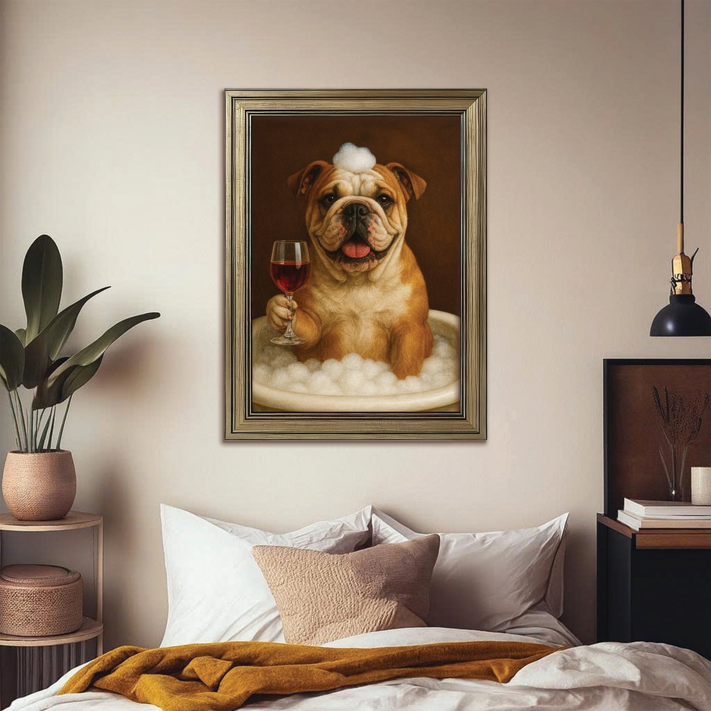 Custom Photo Dog Bathroom Style 27 Canvas Framed Wall Art Gift For Dog Lovers