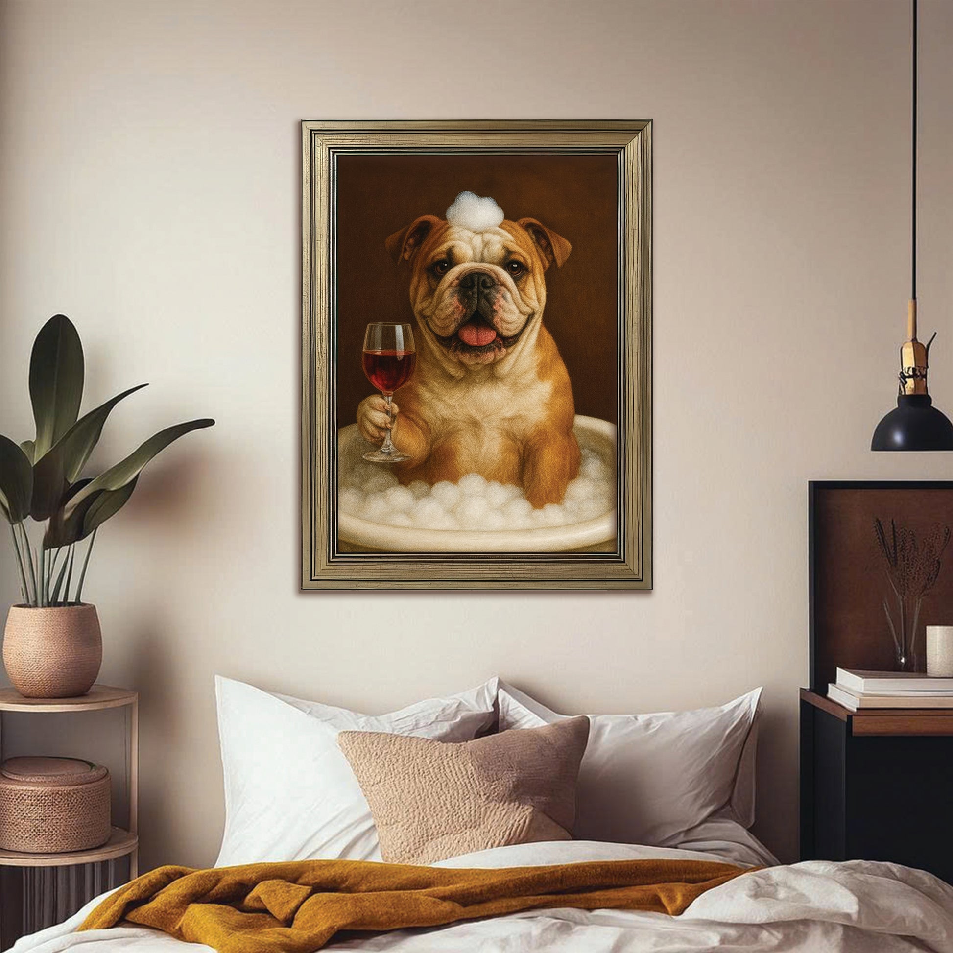 Custom Photo Dog Bathroom Style 27 Canvas Framed Wall Art Gift For Dog Lovers