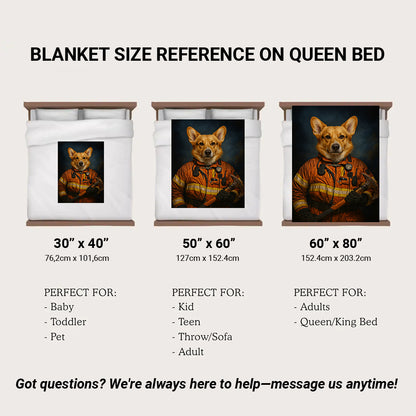 Custom Dog Photo Firefighter Blanket For Dog Lover