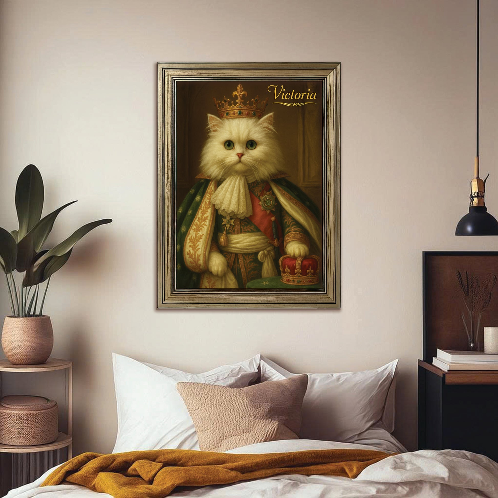 Custom Photo Napoleon Cat Canvas Framed Wall Art Gift For Cat Lovers