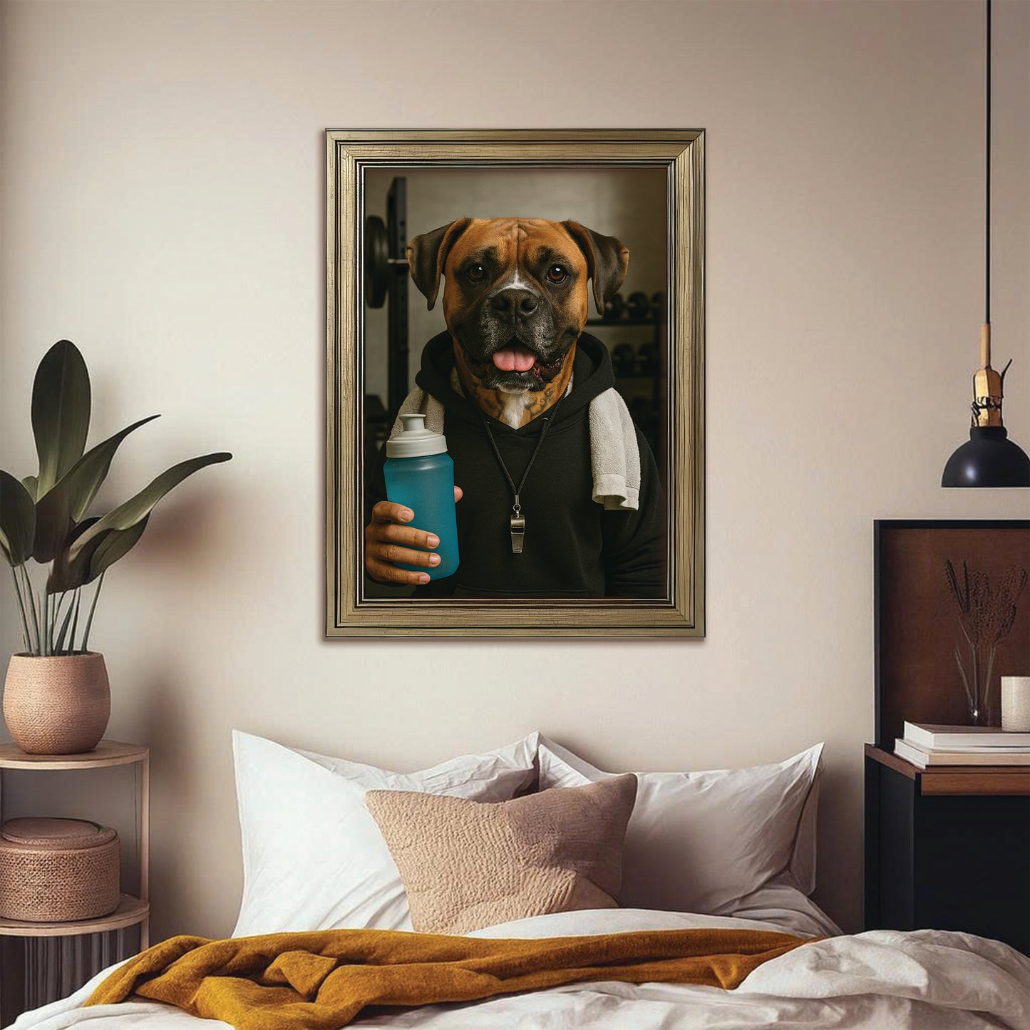 Custom Photo Personal Trainer Dog Canvas Framed Wall Art Gift For Dog Lovers