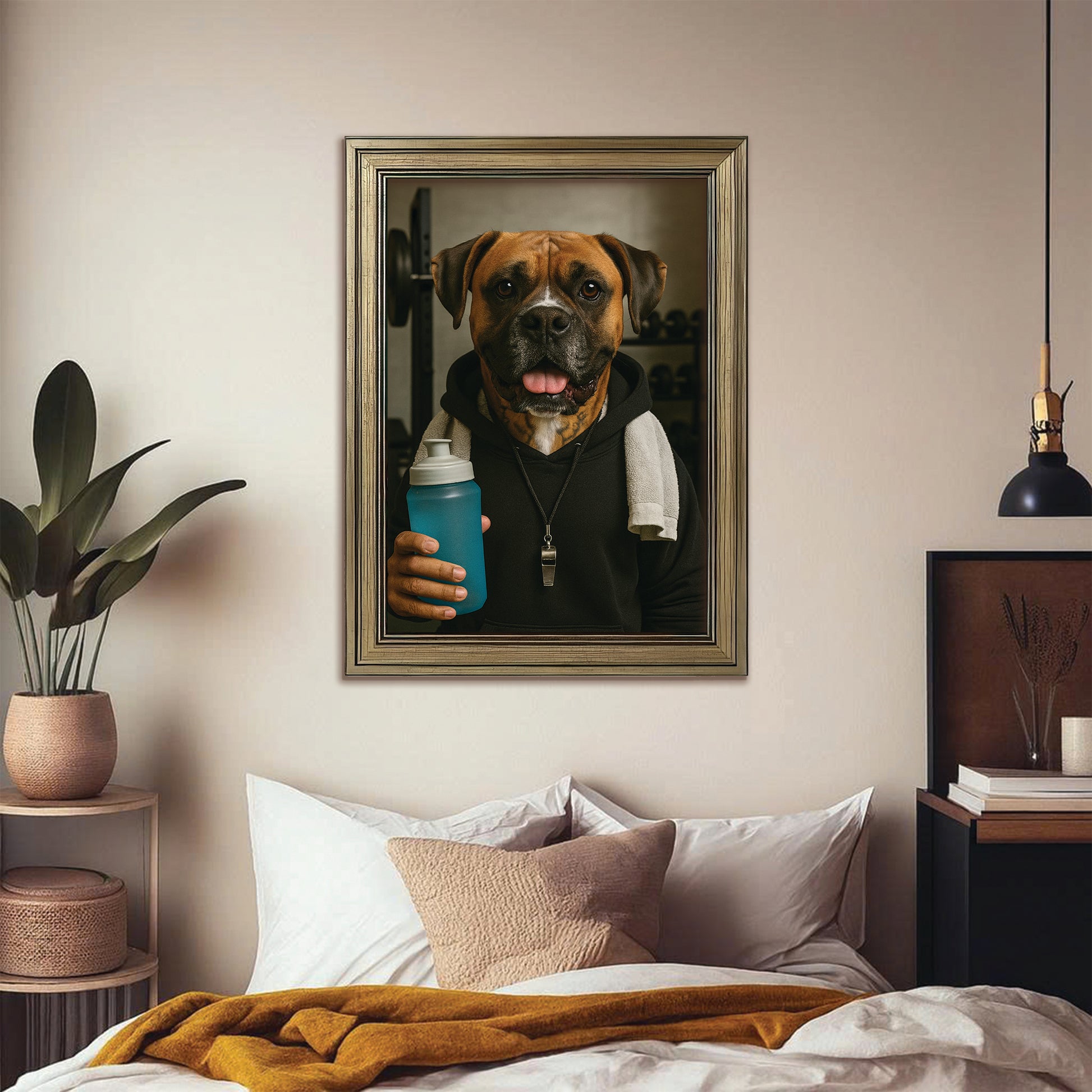 Custom Photo Personal Trainer Dog Canvas Framed Wall Art Gift For Dog Lovers