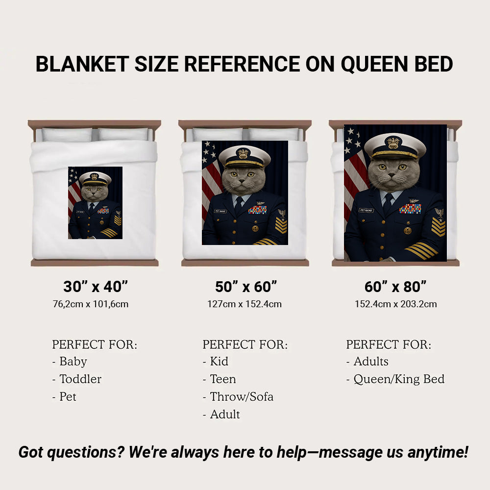 Custom Cat Photo Us Navy Blanket _ Gift For Cat Lovers