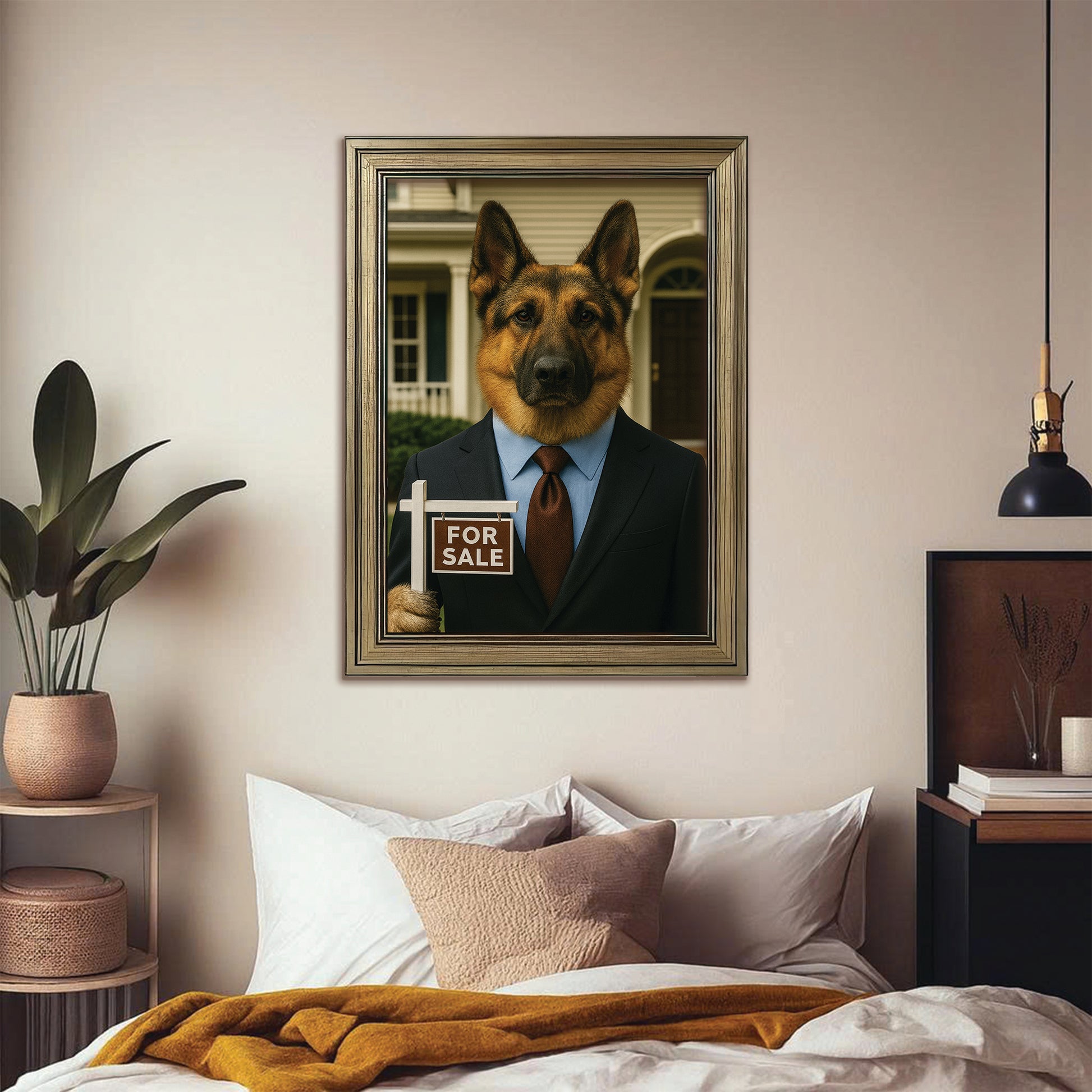 Custom Photo Realtor Dog Canvas Framed Wall Art Gift For Dog Lovers