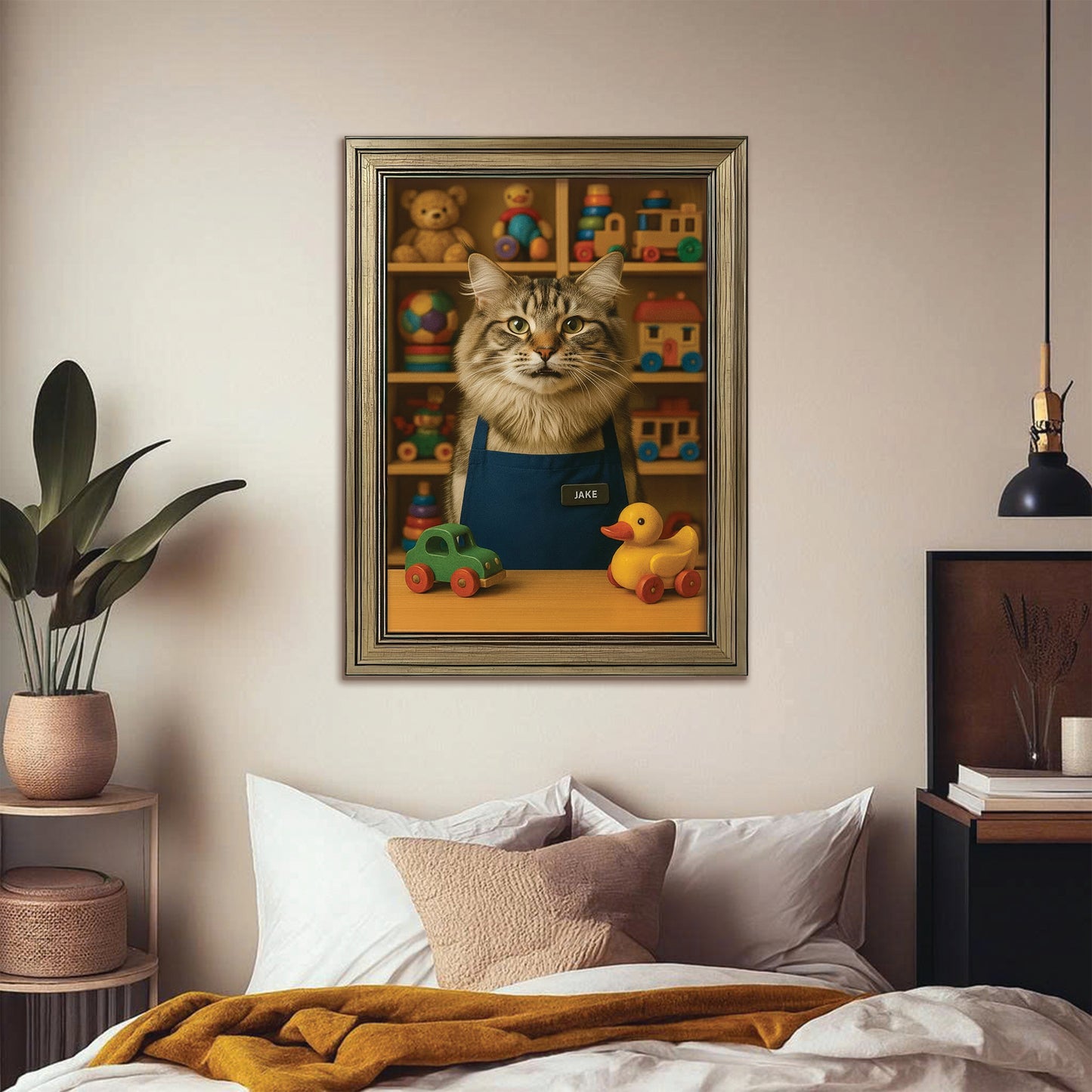 Custom Photo Toy Store Cat Canvas Framed Wall Art Gift For Cat Lovers