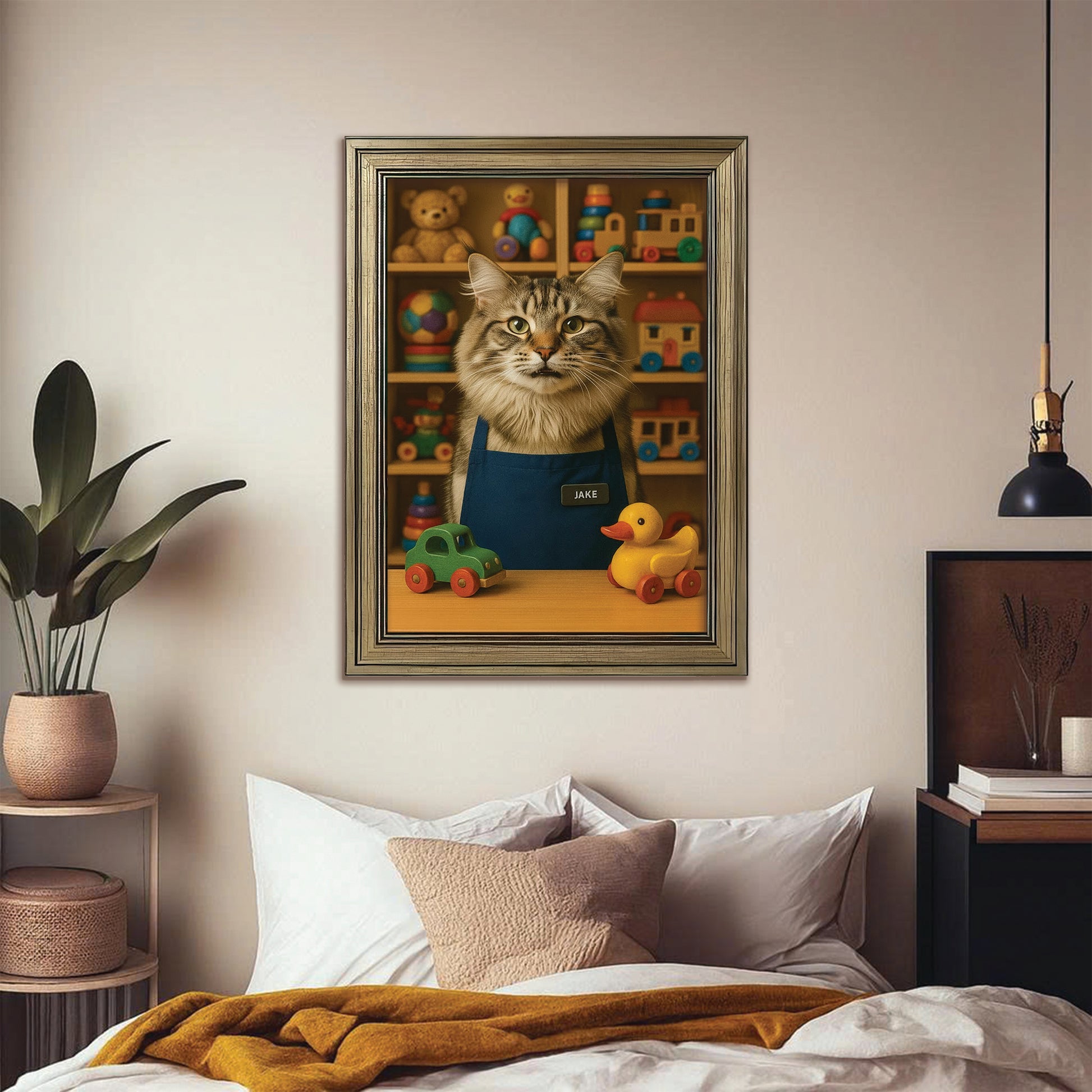Custom Photo Toy Store Cat Canvas Framed Wall Art Gift For Cat Lovers