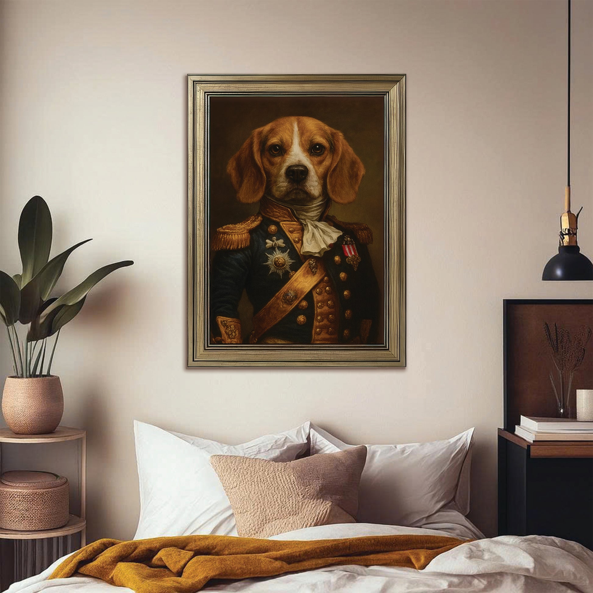 Custom Photo Dog Royal Style 02 Canvas Framed Wall Art Gift For Dog Lovers
