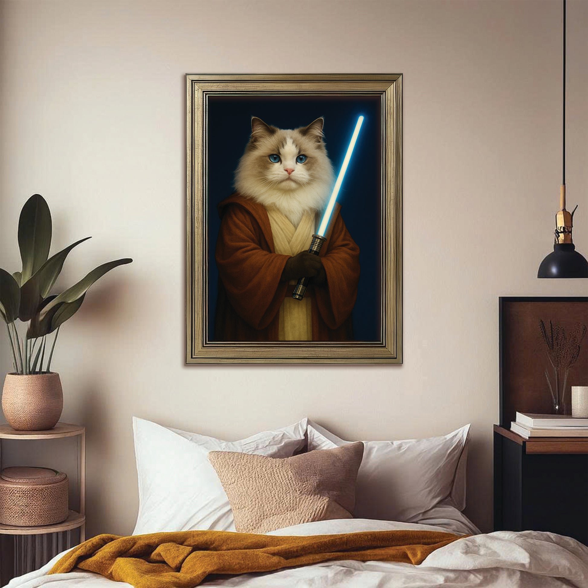 Custom Photo Master Paw Cat Canvas Framed Wall Art Gift For Cat Lovers