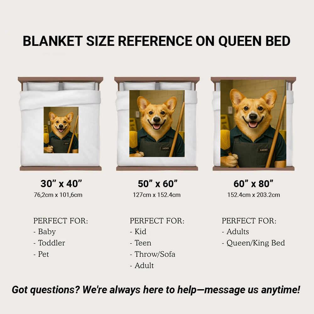 Custom Photo Janitor Dog BlanketGift For Dog Lovers