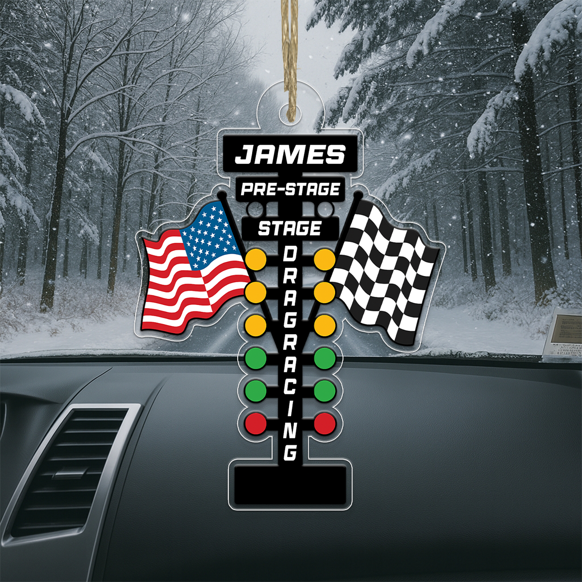 Custom Name Racer Racing Car Acrylic Ornament Christmas Gift