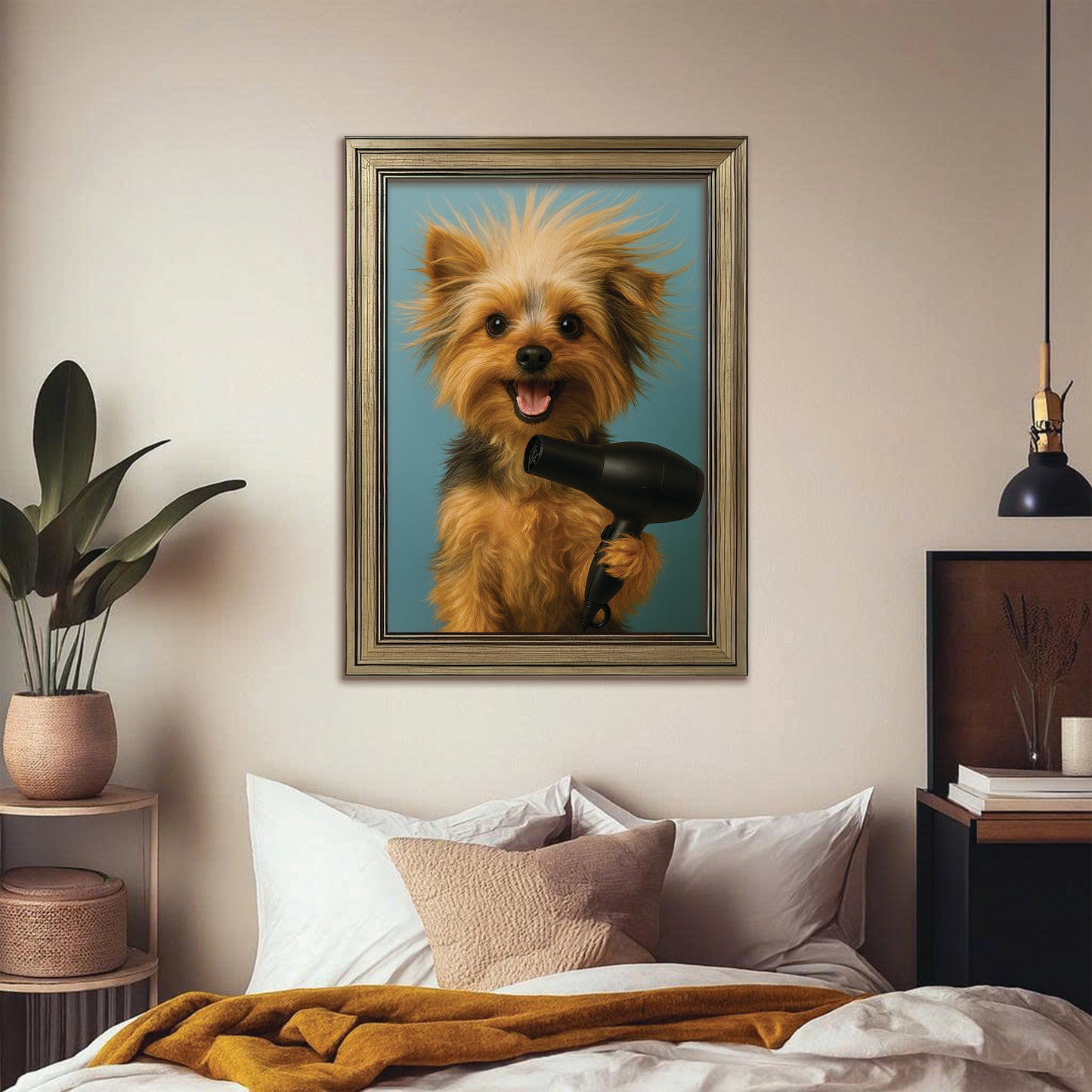 Custom Photo Dog Bathroom Style 35 Canvas Framed Wall Art Gift For Dog Lovers
