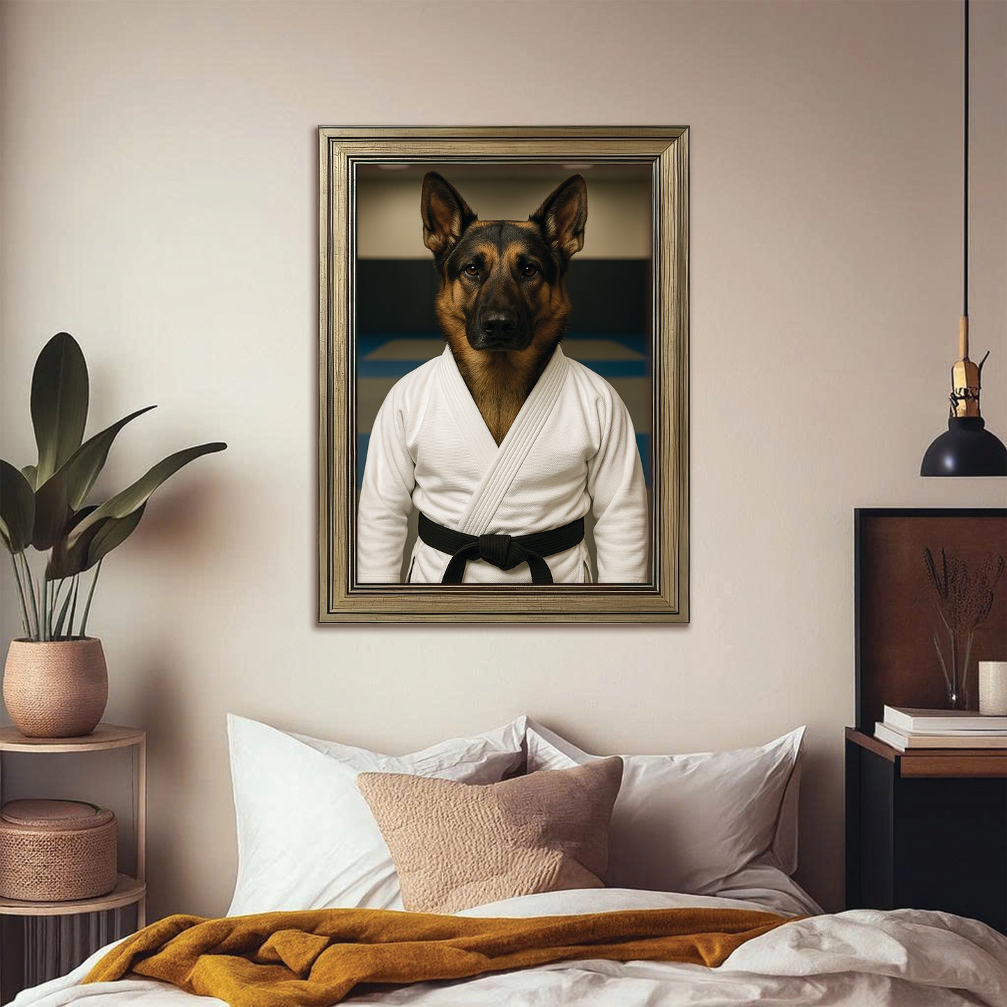 Custom Photo Jiu Jitsu Dog Canvas Framed Wall Art Gift For Dog Lovers