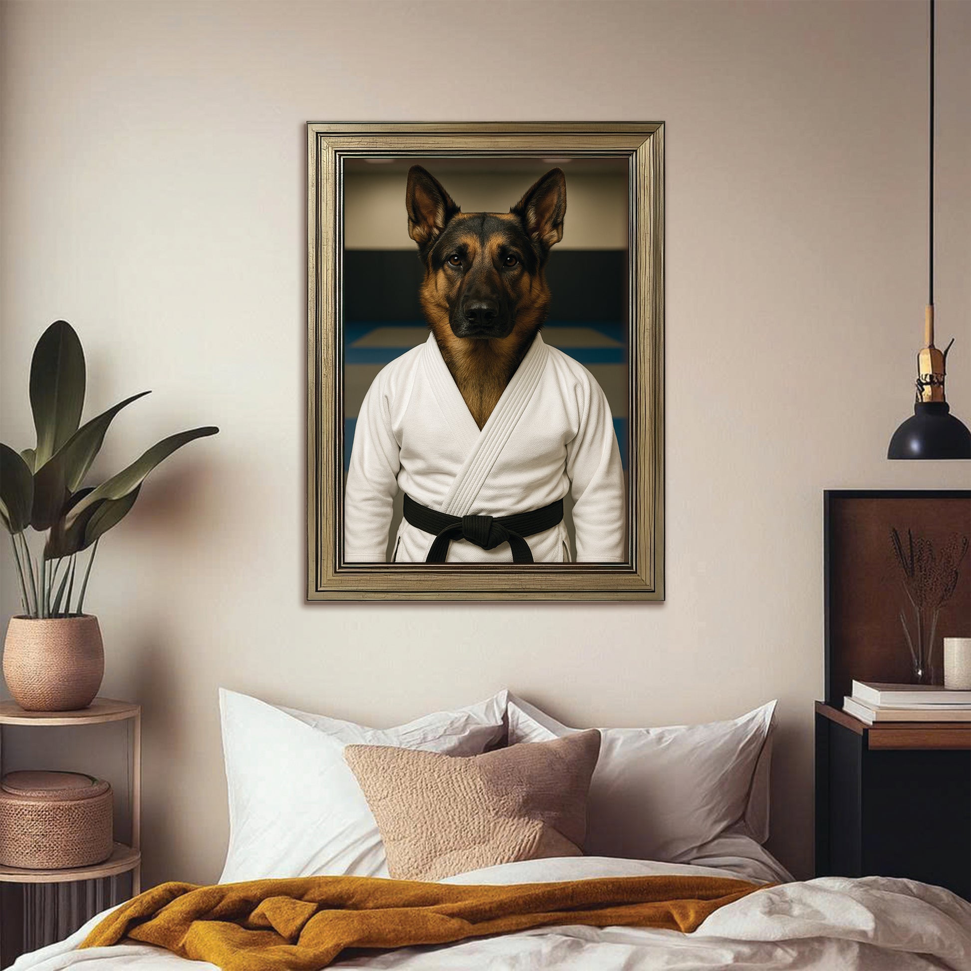 Custom Photo Jiu Jitsu Dog Canvas Framed Wall Art Gift For Dog Lovers