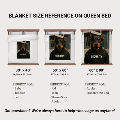 Custom Photo Security Guard Dog BlanketGift For Dog Lovers