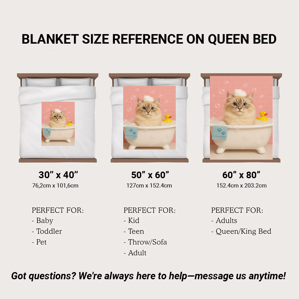 Custom Photo Cat In Bath Blanket Gift For Cat Lovers