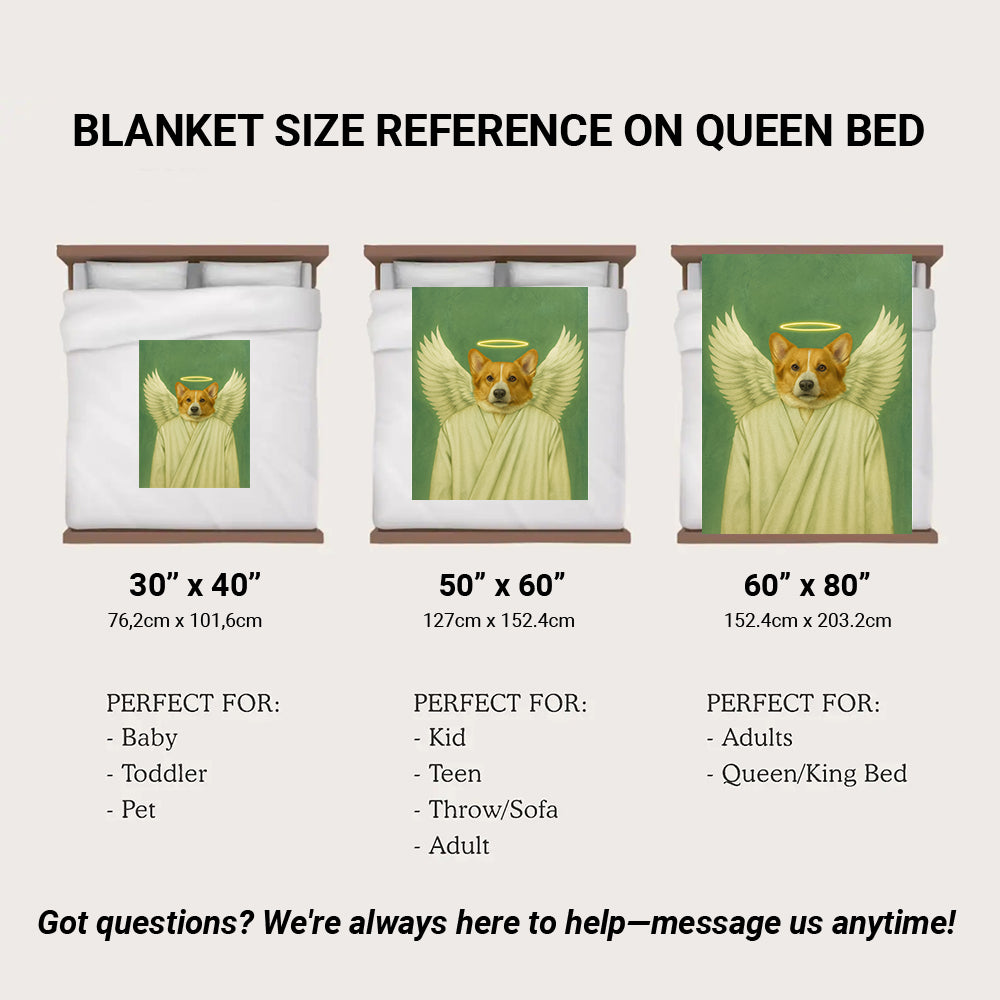 Custom Photo Angel Dog BlanketMemorial Gift For Dog