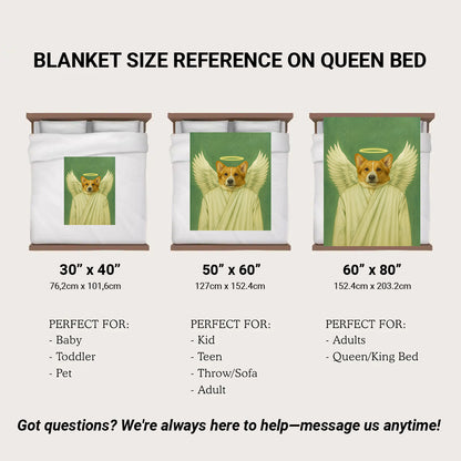 Custom Photo Angel Dog BlanketMemorial Gift For Dog