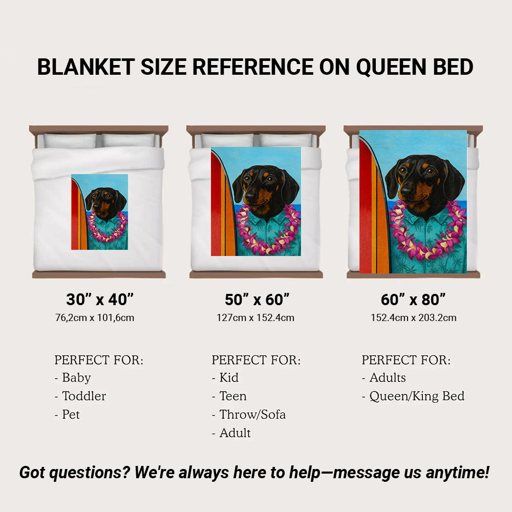 Custom Photo Surfer Dog BlanketGift For Dog Lovers