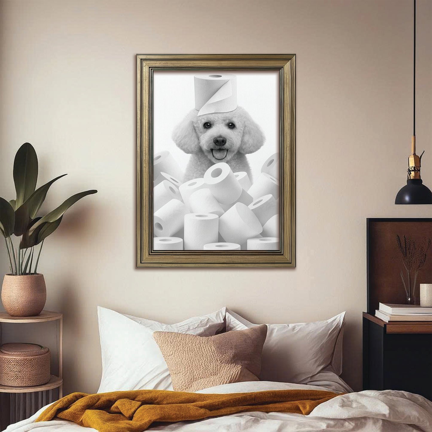Custom Photo Dog Bathroom Canvas Framed Wall Art