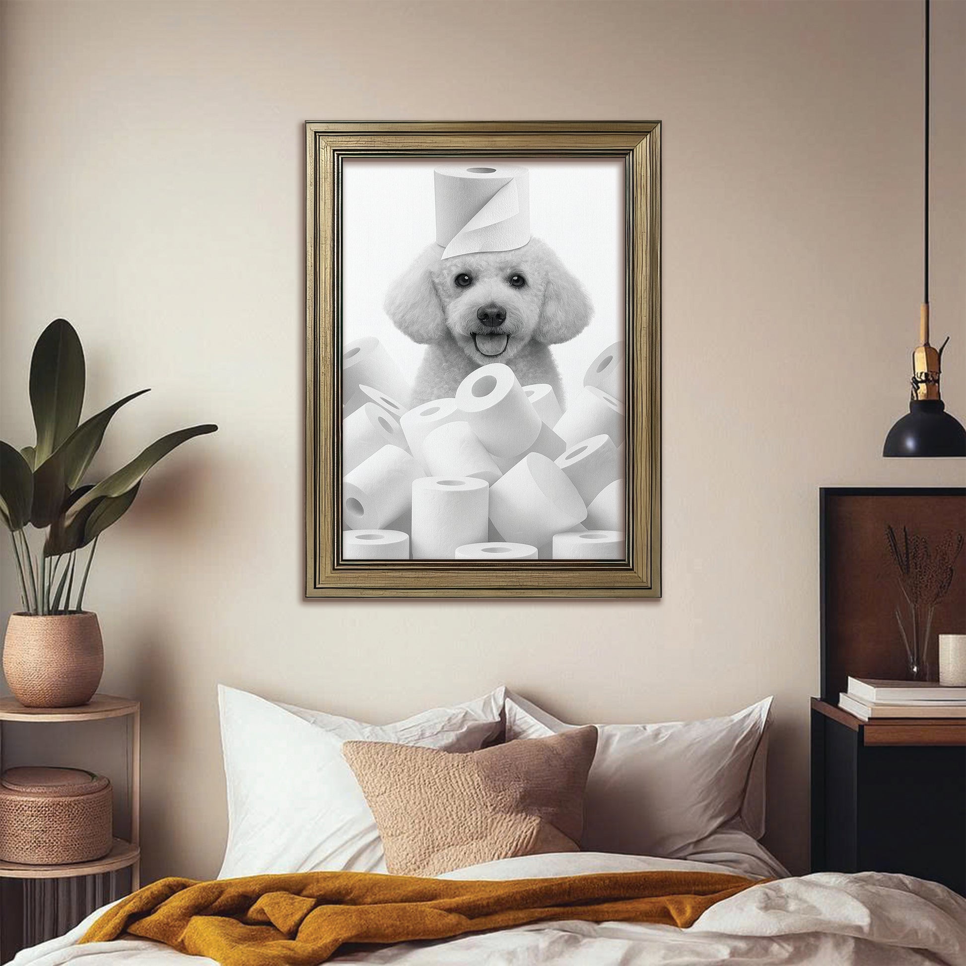 Custom Photo Dog Bathroom Canvas Framed Wall Art