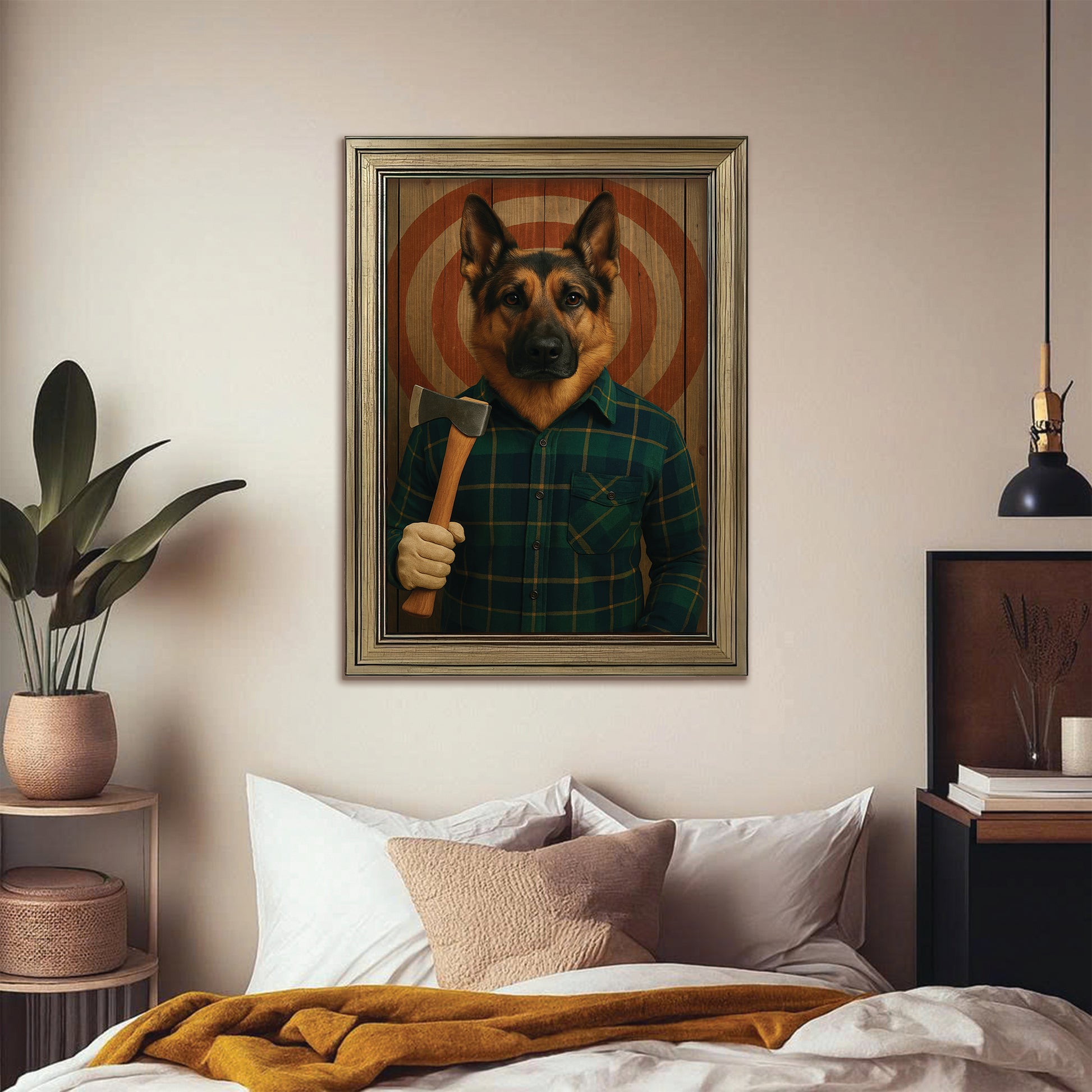 Custom Photo Axe Throw Dog Canvas Framed Wall Art Gift For Dog Lovers
