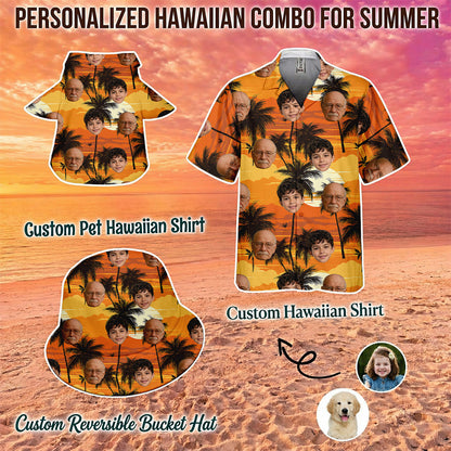 Custom Photo Grandpa Hawaiian Shirt, Matching Family Hawaiian Shirt, Dad Summer Beach Gift THUC99