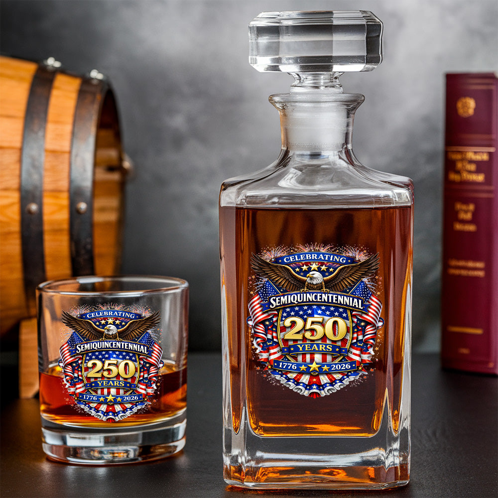 250 Years Whiskey Decanter Set 1776-2026 Patriotic American Gift for Independence Day THUC99