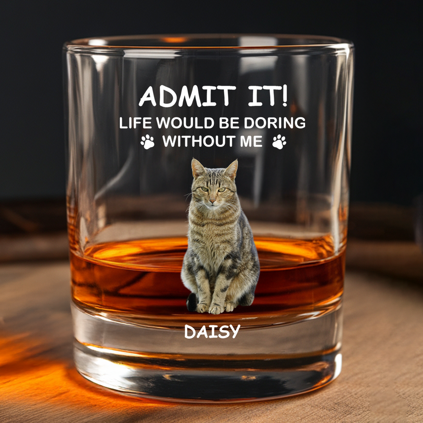 Custom Photo Life Would Be Boring Without Me Whiskey Glass | Personalized Gifts for Pet Loss | Gift For Pet Lover TND083