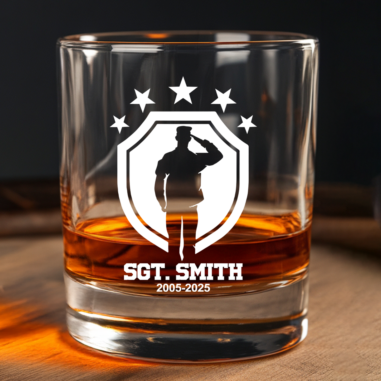 Personalized Army Retirement Whiskey Decanter Set, Custom Engraved Whiskey Glass, Military Veteran Gift, Gift For Independence Day TND090