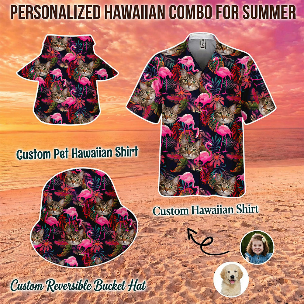 Custom Photo Cat Hawaiian Shirt, Personalized Pet Aloha Shirt, Family Matching Summer Outfit THUC99