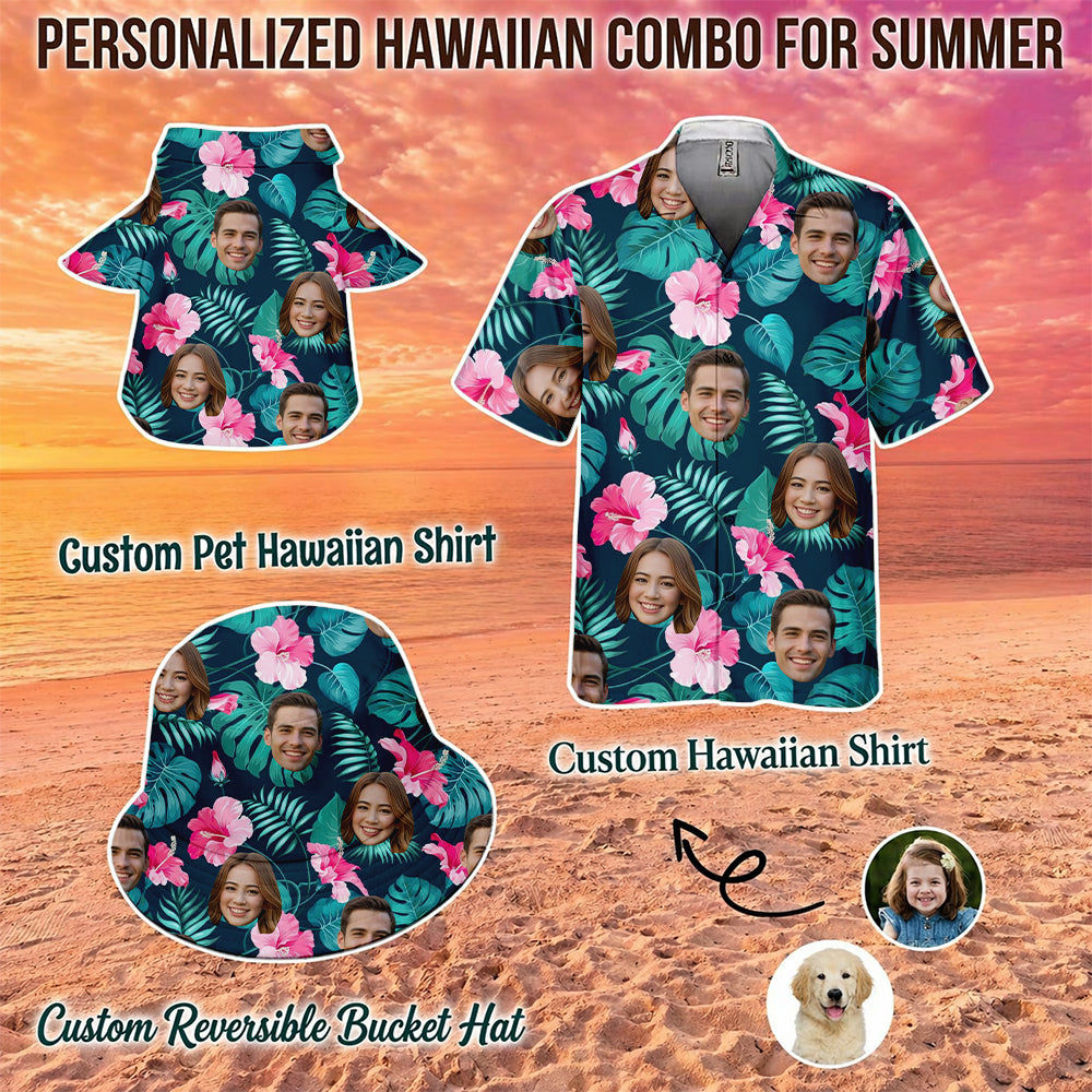 Custom Photo Family Hawaiian Shirt, Personalized Tropical Vacation Shirt, Family Matching Outfit THUC99