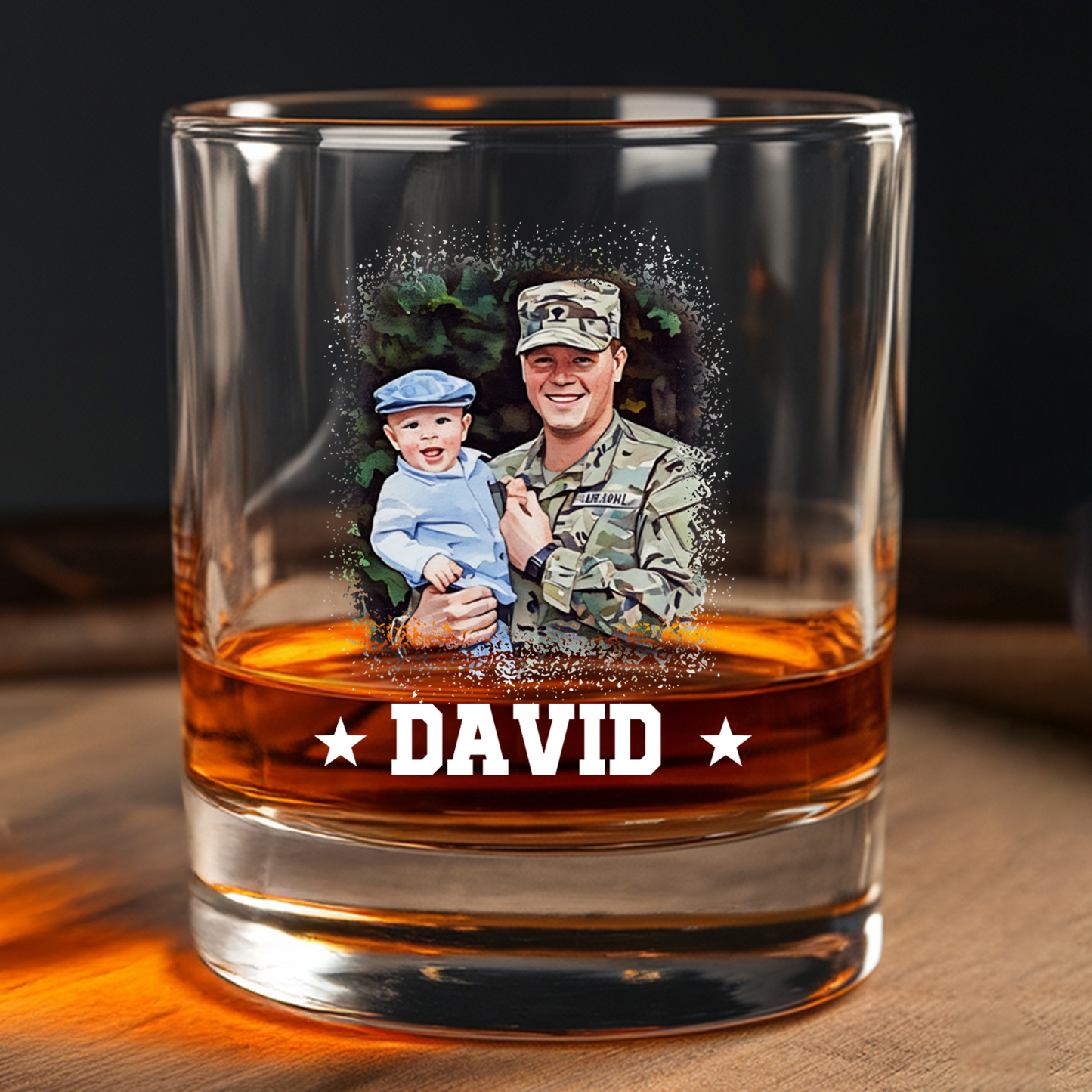 Personalized Photo Veterans Military Decanter With Whiskey Glass | Military Soldier Gift | Patriotic Gift for Veterans