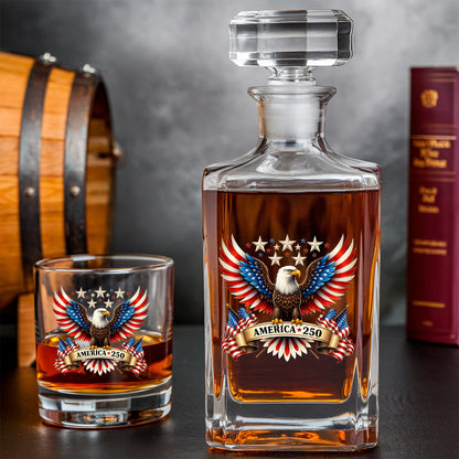 Personalized 250 Years USA Whiskey Decanter Set, Patriotic Gift THUC99