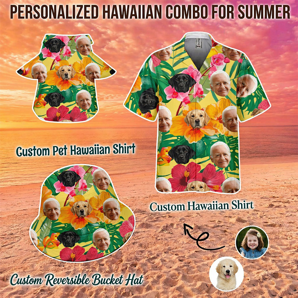 Custom Photo Dog Tropical Shirt, Personalized Hawaiian Shirt, Dog Lover Vacation Gift THUC99