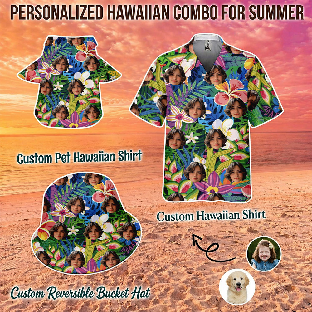 Custom Photo Face Hawaiian Shirt, Personalized Tropical Vacation Shirt, Family Matching Outfit THUC99