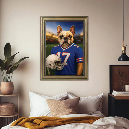 Custom Dog Photo Football Style Canvas Framed Wall Art _ Gift For Dog Lovers