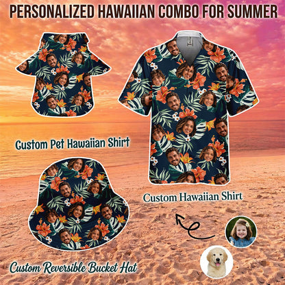 Custom Photo Summer Hawaiian Shirt, Personalized Aloha Shirt, Tropical Family Gift THUC99
