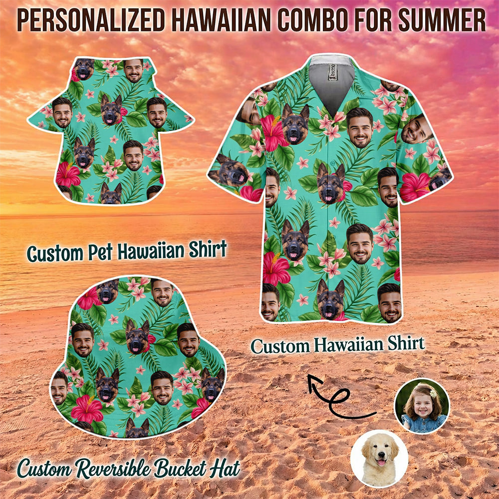 Custom Photo Dog Hawaiian Shirt, Personalized Pet Aloha Shirt, Family Matching Summer Outfit THUC99