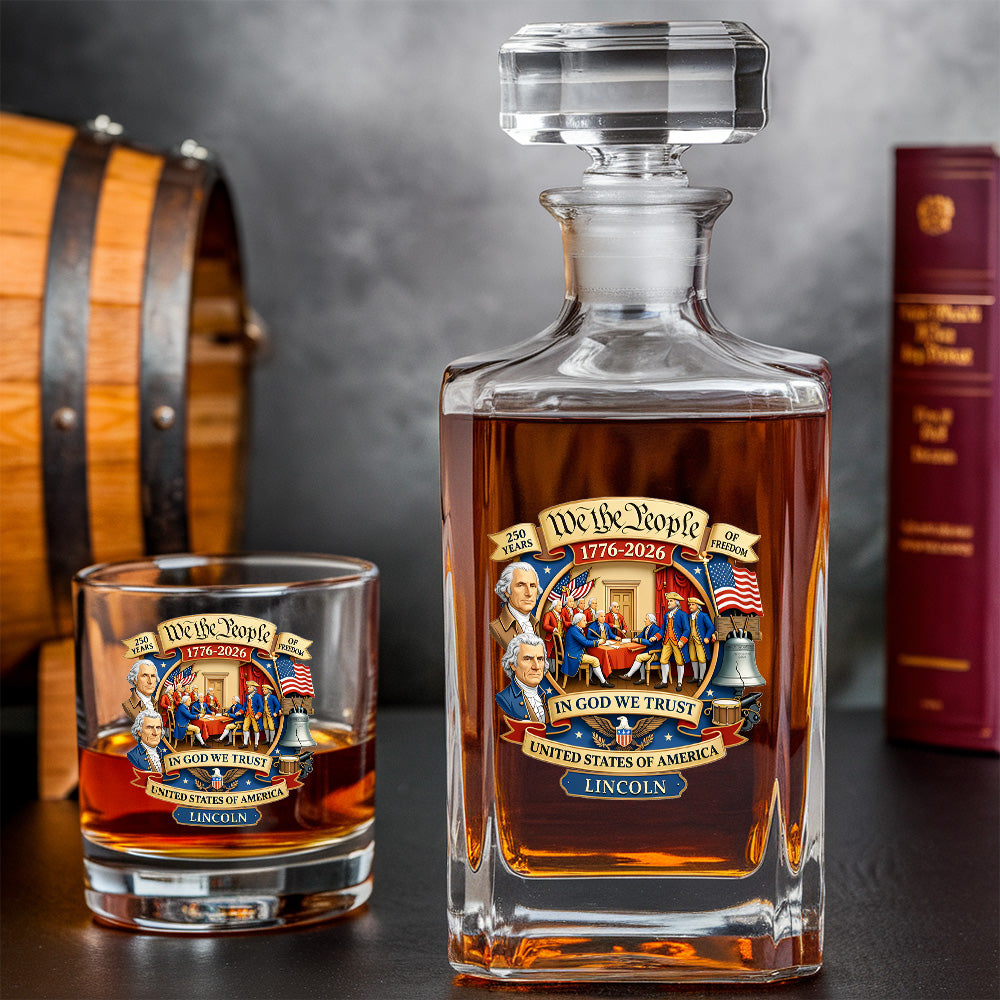 Custom Name We The People Whiskey Decanter Set, Patriotic Gift THUC99