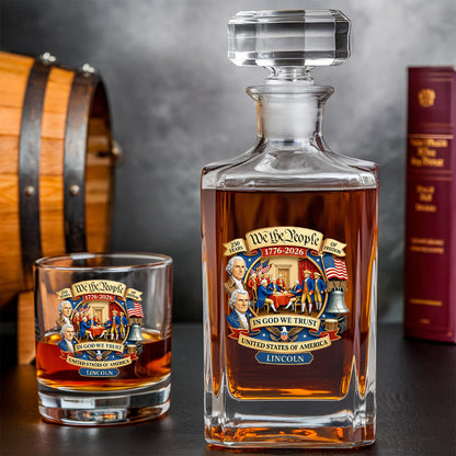 Custom Name We The People Whiskey Decanter Set, Patriotic Gift THUC99