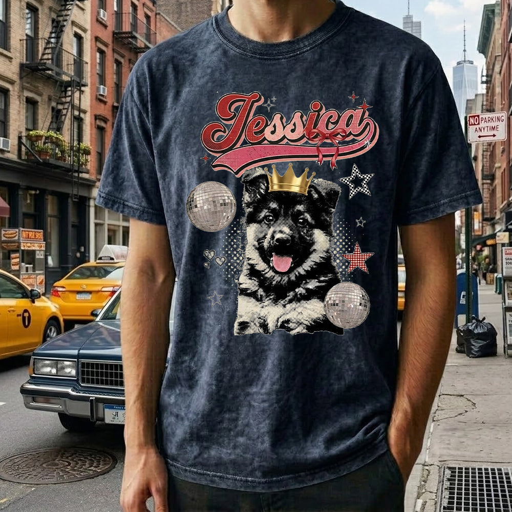 Custom Dog Photo Unisex T-Shirt, Personalized Pet Portrait Wash Shirt THUC99