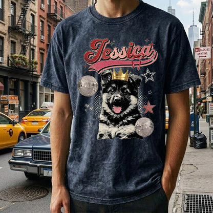 Custom Dog Photo Unisex T-Shirt, Personalized Pet Portrait Wash Shirt THUC99