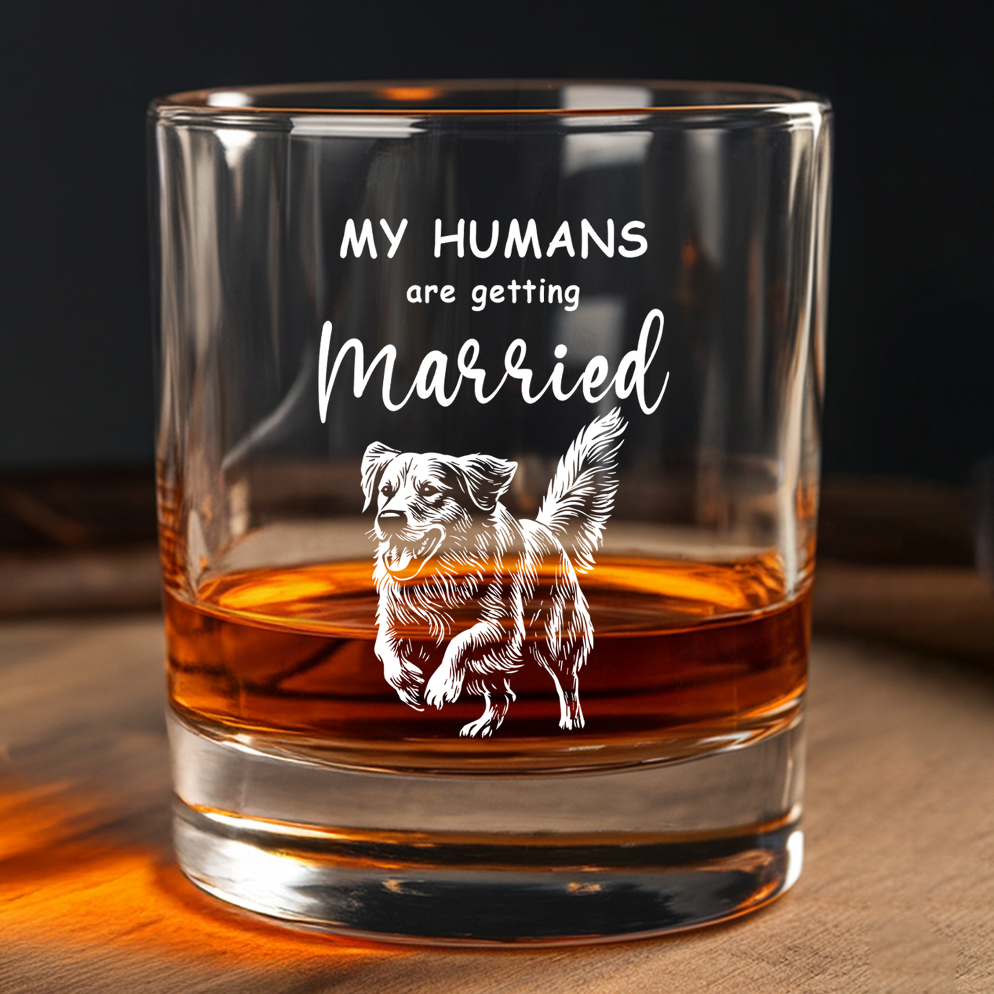Custom Dog Photo Whiskey Glass And Decanter Set | Personalized My Humans Are Getting Married Decanter | Gift For Dog Lover | Pet Memorial Gift TNN015